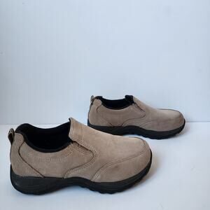 LL Bean Sport Moc Toe Slip On Womens Size 6 Wide Loafer Shoe Tan 100911